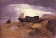 John sell cotman seashore with boats oil painting